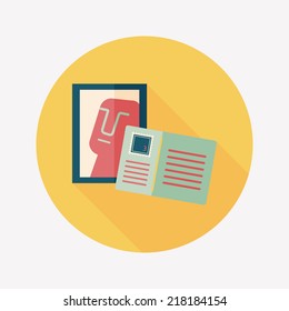 Postcard flat icon with long shadow