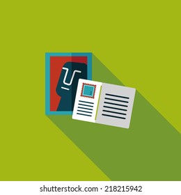 Postcard flat icon with long shadow