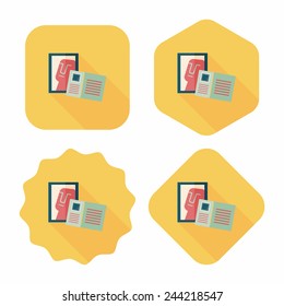 Postcard flat icon with long shadow