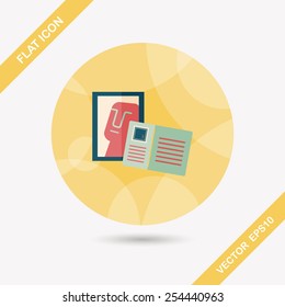 Postcard flat icon with long shadow