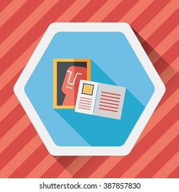 Postcard flat icon with long shadow