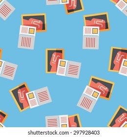 Postcard flat icon seamless pattern background