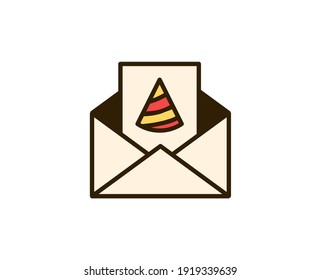 Icono plano postal. Símbolo de esquema único de alta calidad para diseño web o aplicación móvil.  Señales de línea delgada de vacaciones para el logotipo de diseño, tarjeta de visita, etc. Esquema pictograma EPS10