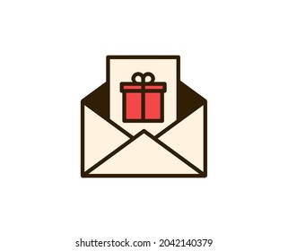 Postcard flat icon. Single high quality outline symbol for web design or mobile app.  Holidays thin line signs for design logo, visit card, etc. Outline pictogram EPS10