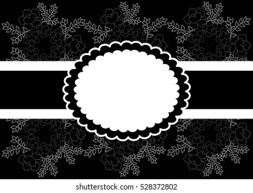 Postcard with floral composition. Black and white drawing. Postcard with flowers for wedding, marriage, bridal, birthday, Valentine's day.Vector illustration.