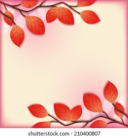 Postcard floral template with realistic tree branches. Vector eps 10