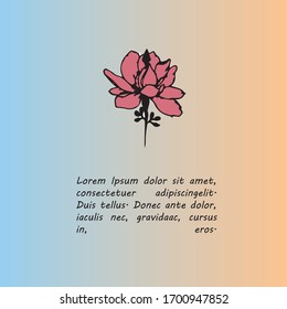Postcard with a flower and arrow