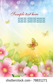postcard with flower and butterfly