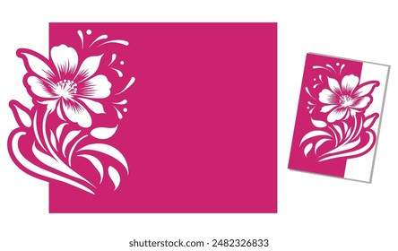 Postcard with flower. Cut-out design.