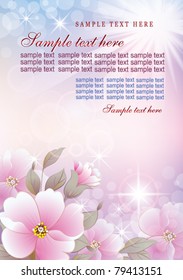 postcard with flower over violet background