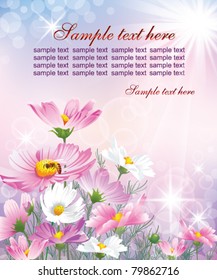 postcard with flower over violet background
