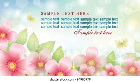 postcard with flower over violet background