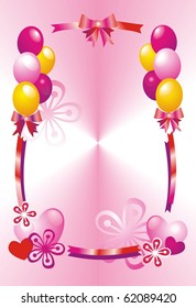 Postcard with flowers and ballons
