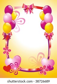 Postcard with flowers and balloon