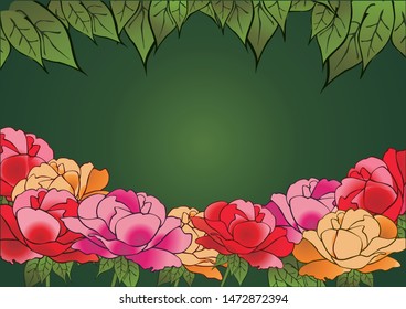 Postcard with flowers. Bright, juicy background for finished printed products.