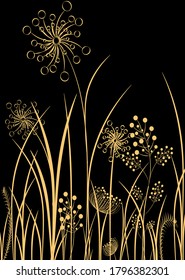 Postcard with flowers, herbs, vintage. Floral background vector illustration