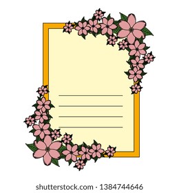postcard with flowers and leafs decoration
