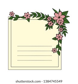 postcard with flowers and leafs decoration