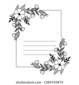 postcard with flowers and leafs decoration