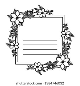 postcard with flowers and leafs decoration