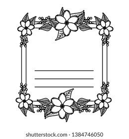 postcard with flowers and leafs decoration