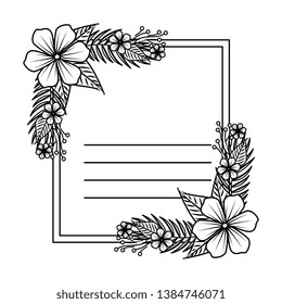 postcard with flowers and leafs decoration