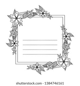 postcard with flowers and leafs decoration