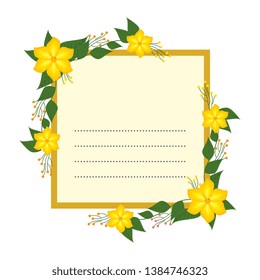 postcard with flowers and leafs decoration