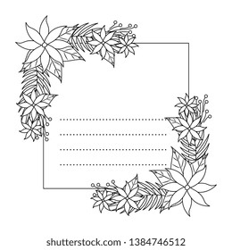 postcard with flowers and leafs decoration