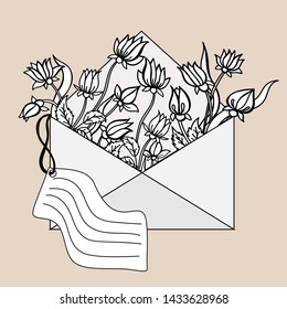 postcard flowers letter leaf background banner