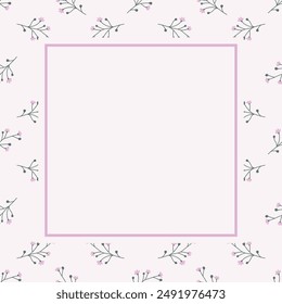 Postcard with flowers. Pastel  minimalistic floral background Perfect for textile, fabric, postcard