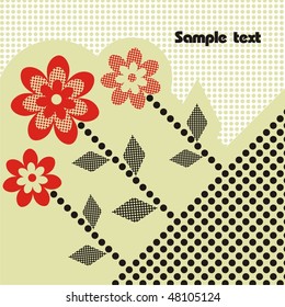 Postcard with flowers. Vector illustration.