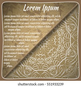 Postcard flyer, frame for congratulations on the wedding, Valentines Day, birthday, child, invitation, gratitude, celebration, Declaration of love. Vector red background with mandala drawing. eps10