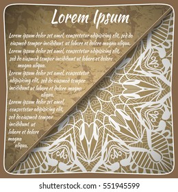 Postcard flyer, frame for congratulations on the wedding, Valentines Day, birthday, child, invitation, gratitude, celebration, Declaration of love. Vector red background with mandala drawing. eps10