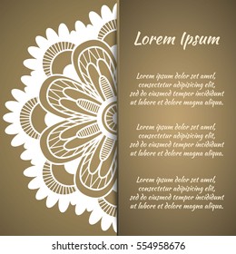 Postcard flyer, frame for congratulations on the wedding, Valentines Day, birthday, invitation, gratitude, celebration, Declaration of love. Vector Golden brown background and mandala drawing. eps10