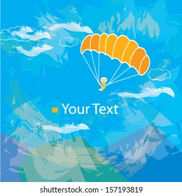 Postcard with a flying paraglider
