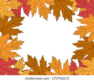 Postcard frame autumn maple leaves on a white background vector illustration