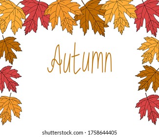 Postcard frame autumn maple leaves on a white background vector illustration
