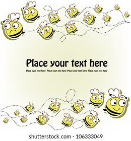 Postcard with a funny bees