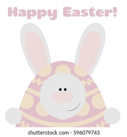 Postcard with funny bunny and text Happy Easter