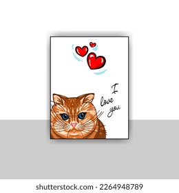 Postcard funny cat love february