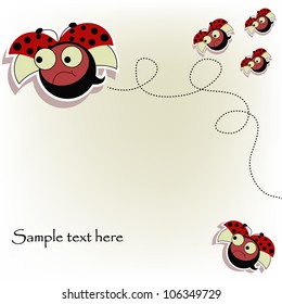 Postcard with a funny ladybugs