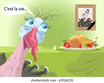Postcard with funny turkey character.