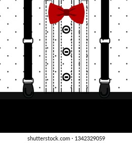 Postcard. Gentleman. Children's tuxedo. For boys. Invitation. Vector illustration