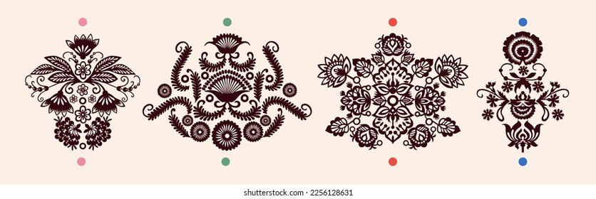 Postcard as a gift. Flowers small graphics, patterns. Handmade. Vector illustration.