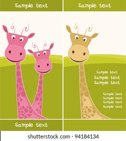 Postcard with a giraffe. Vector illustration