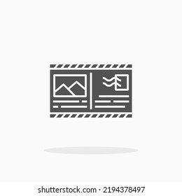 Postcard glyph icon. Can be used for digital product, presentation, print design and more.