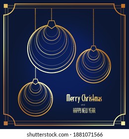 Postcard with golden ornaments on a dark blue background, art deco stile