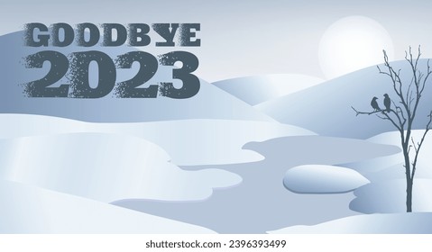 Postcard in gray-blue shades Goodbye 2023