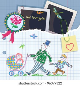 Postcard from the greeting elements. Father's Day.